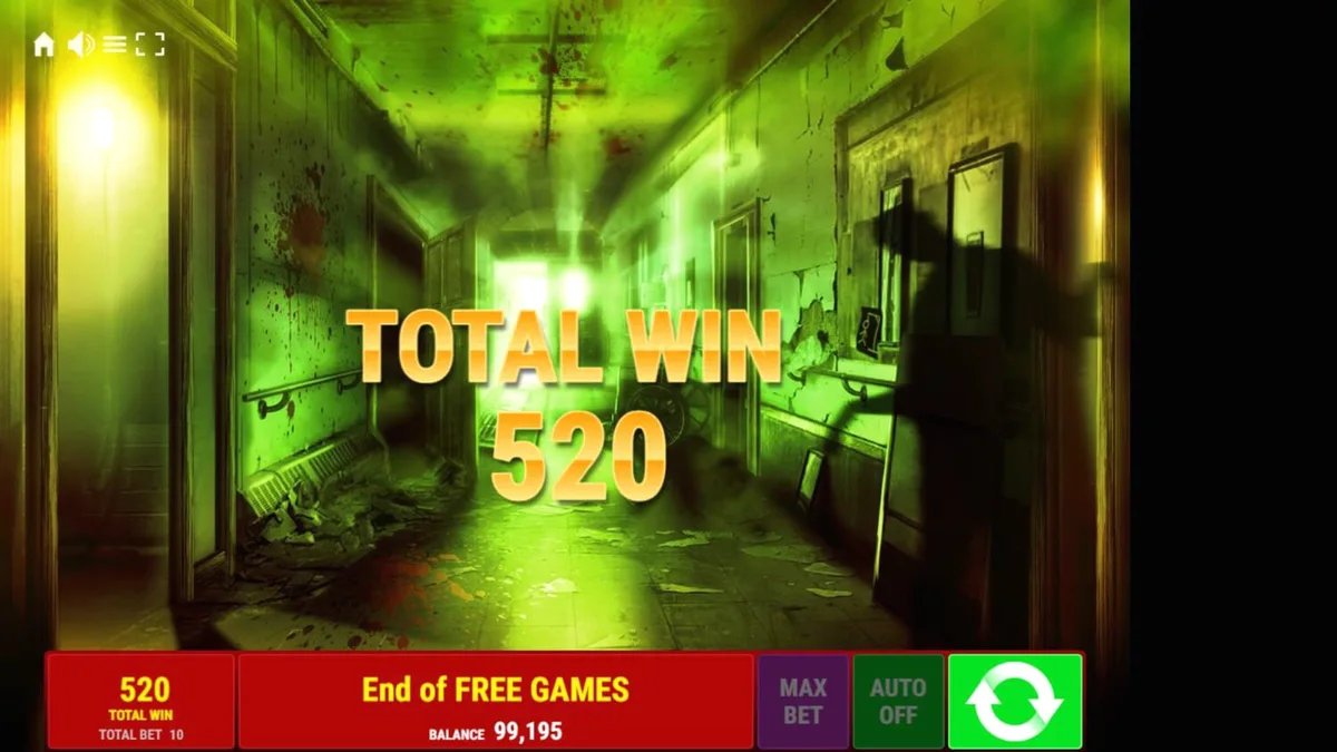 Tampilan visual slot Book of Madness Deluxe dengan tema horor rumah sakit jiwa