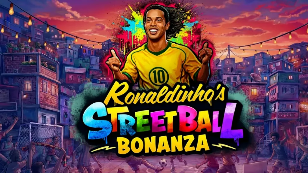 Ronaldinho’s Streetball Bonanza slot gameplay dengan tema sepak bola jalanan